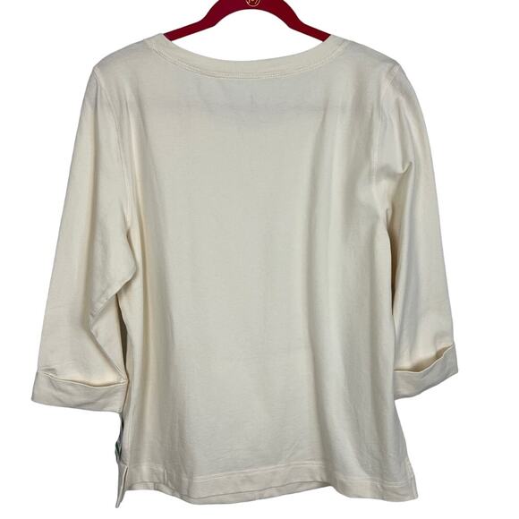 Karen Scott Ivory Pullover Jersey Knit Sweatshirt  Zip Pockets Size L NWT - Picture 2 of 7
